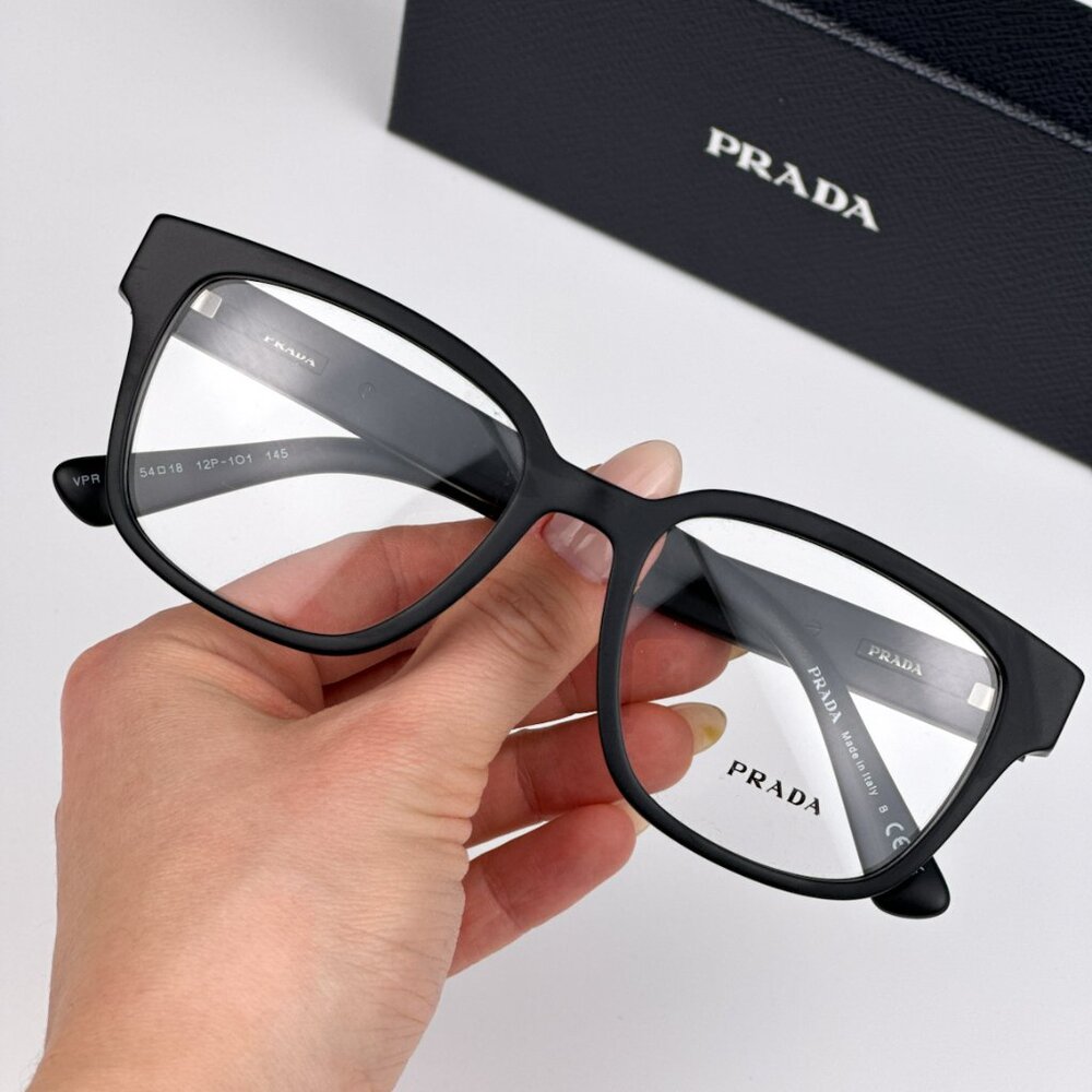 Prada PRA09V 12P1O1 BRAND NEW Eyeglasses Matte Black Square Unisex - Picture 3 of 11